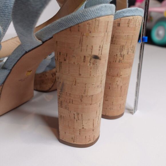Veronica Beard Lalana Platform ankle Heels Blue Denim Women's Size 10 NEW - Picture 5 of 10